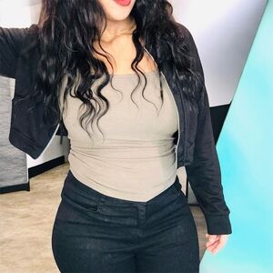 SHEIN Black Cropped Cat Ear Hoodie